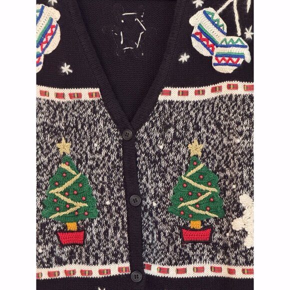 Brooks Brothers Women Ugly Christmas Sweater Vest Sz Large Holiday Snowman Tree - Picture 4 of 10